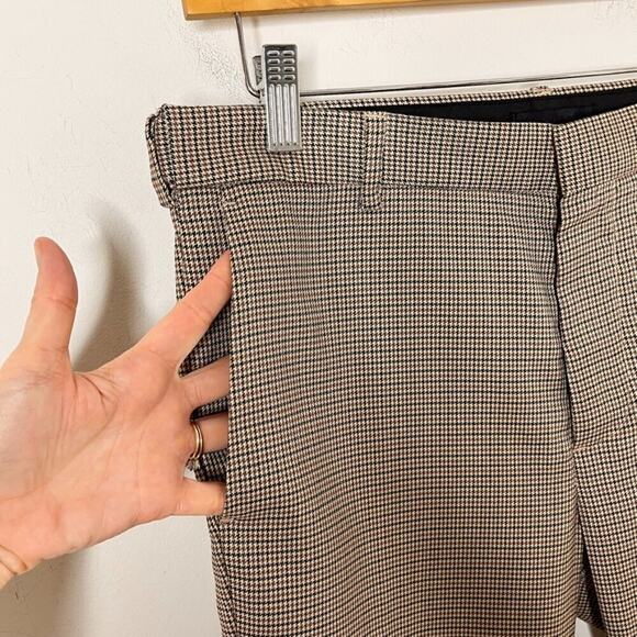 H&M Women's Skinny Fit Suit Pants Size 26 Houndstooth Plaid Beige Woven Trousers - Picture 5 of 10